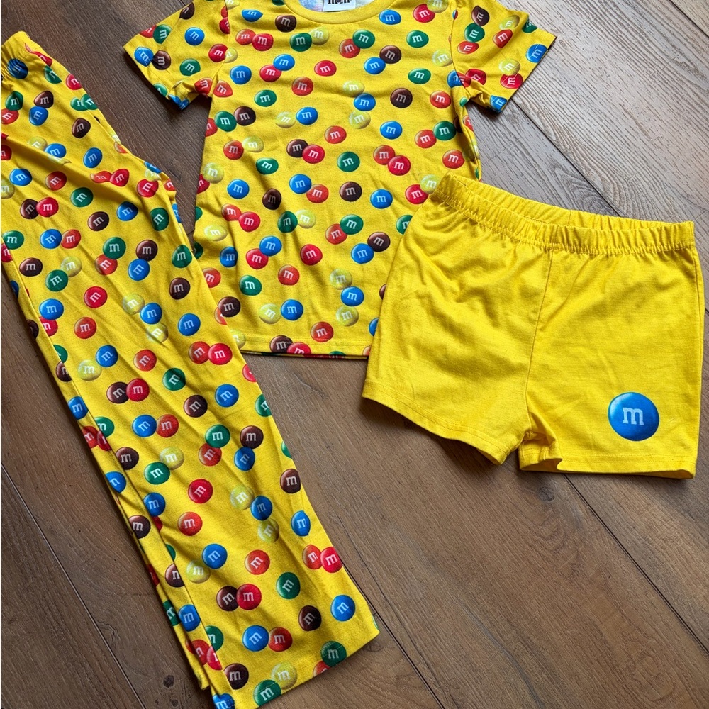 M&M'S Yellow Kids Pajama Set with Colorful Candy Dot Print